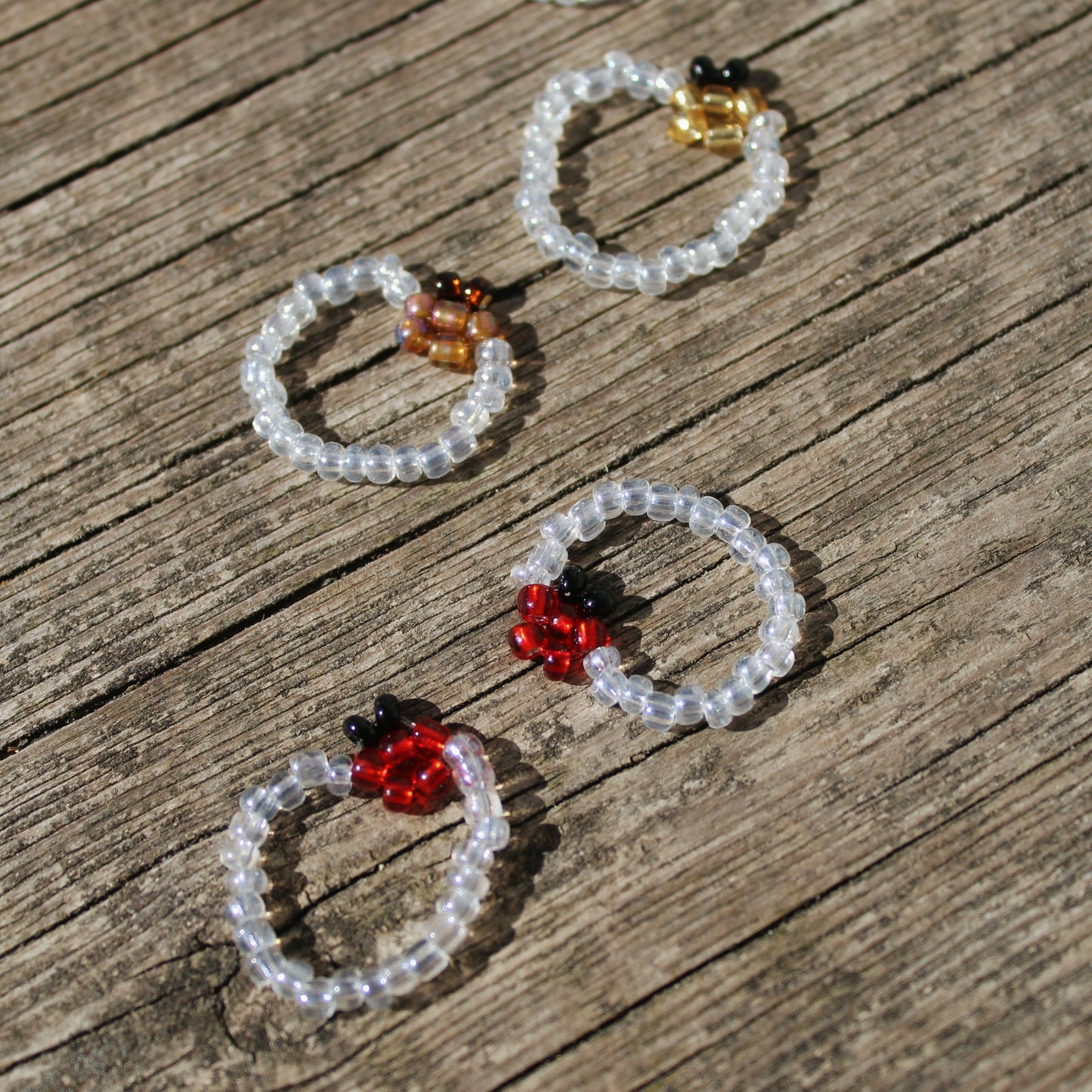 beaded ladybug ring