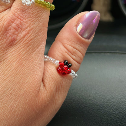 beaded ladybug ring