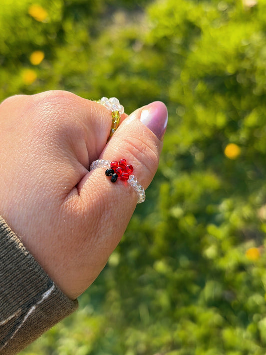 beaded ladybug ring